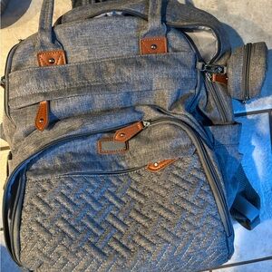 Gray Diaper bag with Brown Accents